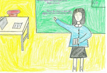 Miêu tả cô giáo em khi chấm bài trên lớp