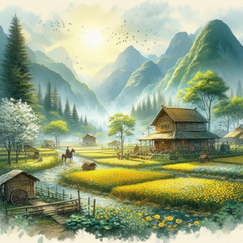 Dàn ý tả cảnh buổi chiều trên cánh đồng quê em